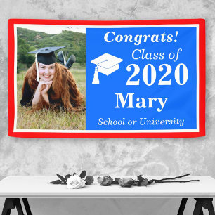 Lona Graduación 2020 de la clase Fotografía Azul Blan