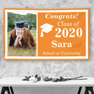 Lona Graduación 2020: Naranja de fotografía blanca