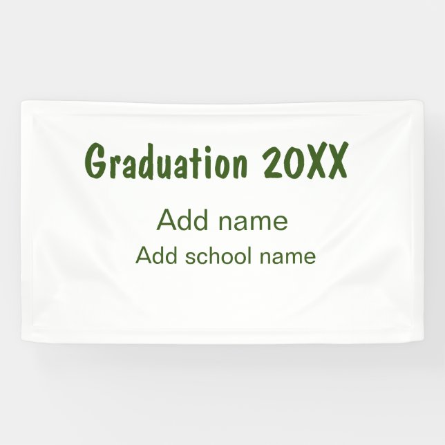 Lona Graduación 20XX añadir nombre de año escuela verde (Horizontal)