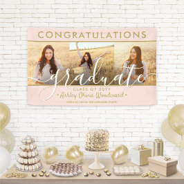 Lona Graduación 3 Collages de fotos Rubor y Oro