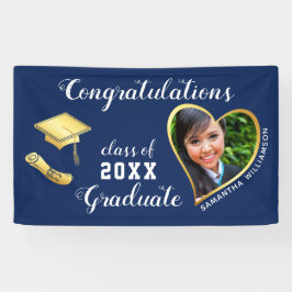 Lona Graduación azul de foto de graduado de clase 2025