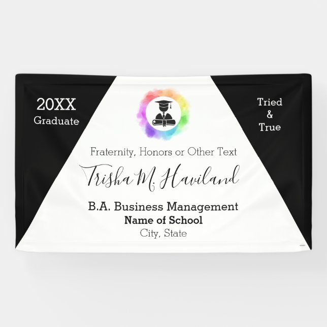 Lona Graduación Banner Watercolor Look HAMbyWG (Horizontal)