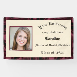 Lona Graduación Burgundy Satin Borde Agregar Foto  