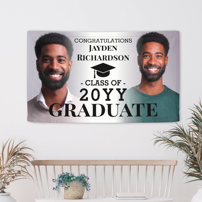 Lona Graduación Collage de fotos Personalizado Grad Con (Graduation Photo Collage Custom Grad Congrats Banner
)