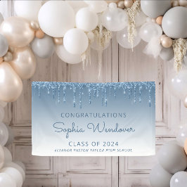 Lona Graduación con destellos azules chic 2026