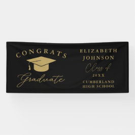 Lona Graduación con elegante escritura moderna en negro