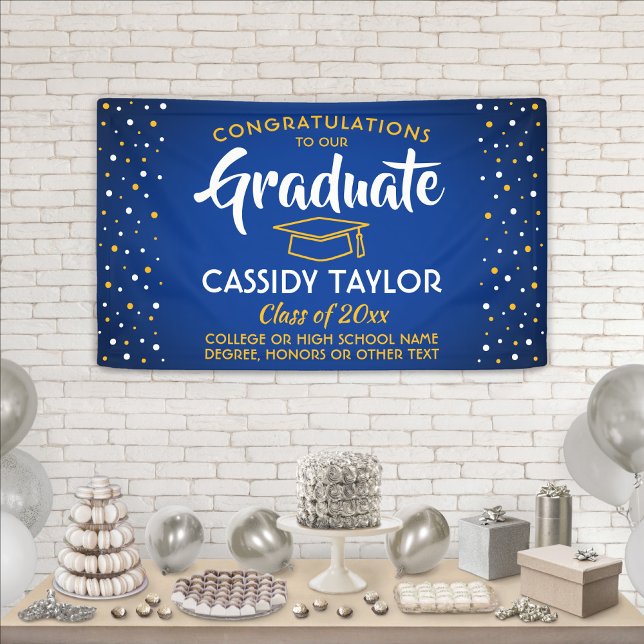 Lona Graduación Confetti moderno Royal Gold Amarillo (Subido por el creador)