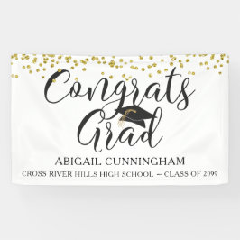 Lona Graduación CONGRATS GRAD Gold Confetti Script