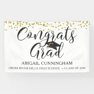 Lona Graduación CONGRATS GRAD Gold Confetti Script