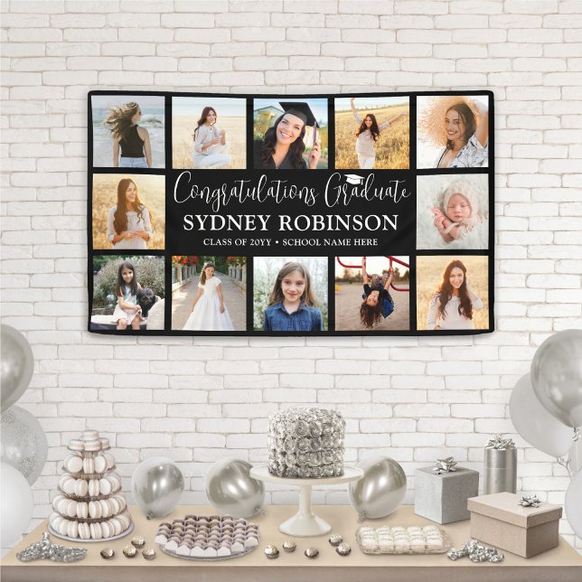 Lona Graduación Congrats Script 12 Collage de fotos Neg (Subido por el creador)