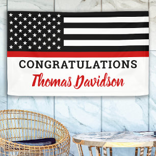 Lona Graduación de bomberos felicita a la delgada línea