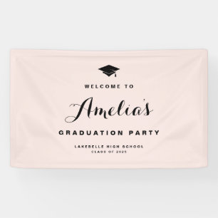 Lona Graduación de caligrafía moderna rosa de Rubor