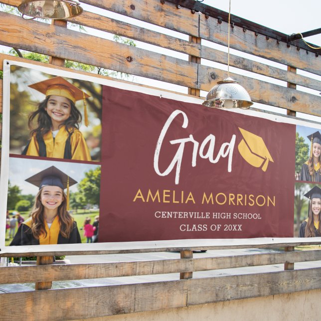 Lona Graduación de Collage de fotos de Borgoña (Subido por el creador)