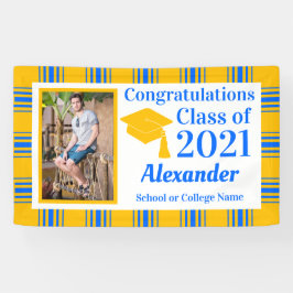 Lona Graduación de colores de la escuela Blue Gold Plai