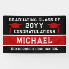 Lona Graduación de Colores de la Escuela Negra y Roja