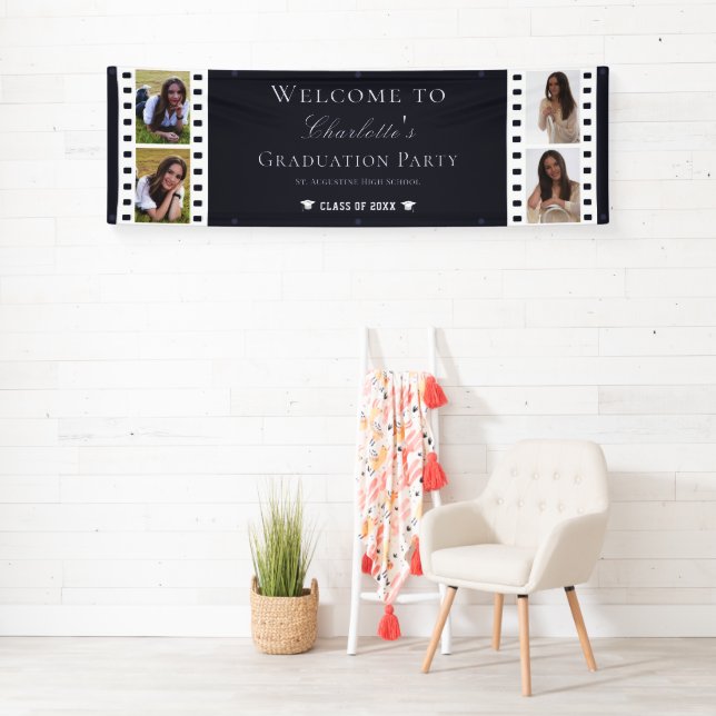 Lona Graduación de cuatro Collages de fotos | Azul (In situ)