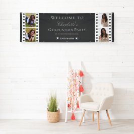 Lona Graduación de cuatro Collages de fotos | Gris