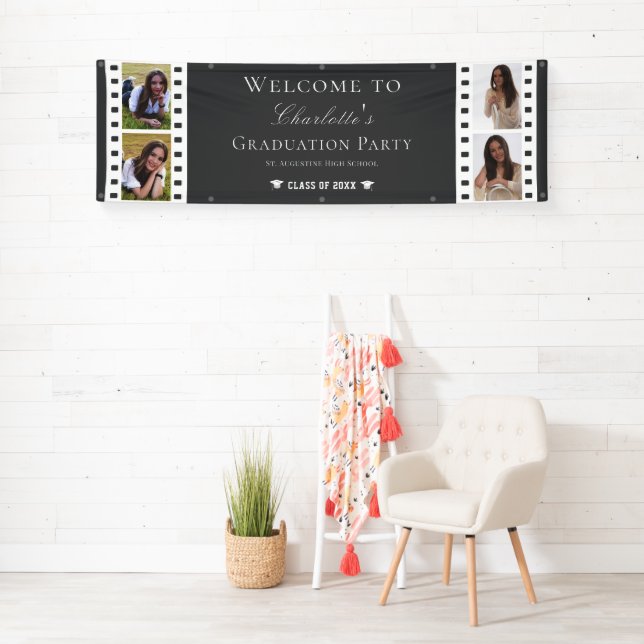 Lona Graduación de cuatro Collages de fotos | Gris (In situ)