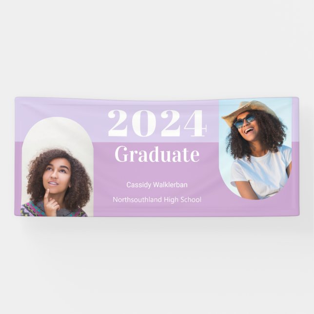 Lona Graduación de dos fotos Arch Purple (Horizontal)