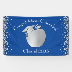 Lona Graduación de Educación de Maestros Plata Azul
