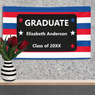 Lona Graduación de Estrellas y Tiras Patrióticas
