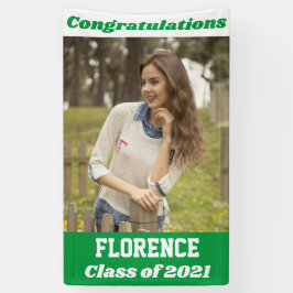 Lona Graduación de felicitaciones de Green White