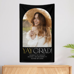 Lona Graduación de foto de grado de yay de oro negro de