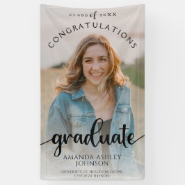 Lona Graduación de foto de graduado de Black Felicitaci