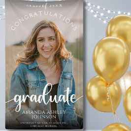 Lona Graduación de foto de graduado de White Felicitaci