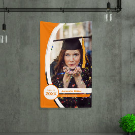 Lona Graduación de foto de marco curvado de naranja