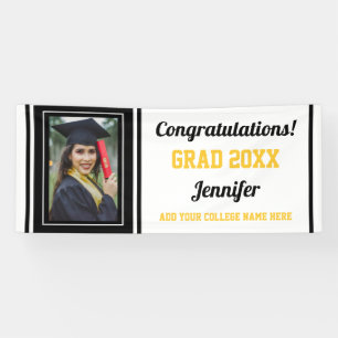Lona Graduación de fotografía blanca de grado Black Gol
