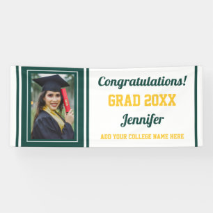Lona Graduación de fotografía blanca de grado Green Gol