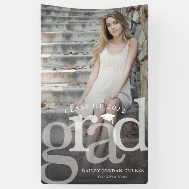 Lona Graduación de fotografía de ombre negro GRAD en ne (Vertical)