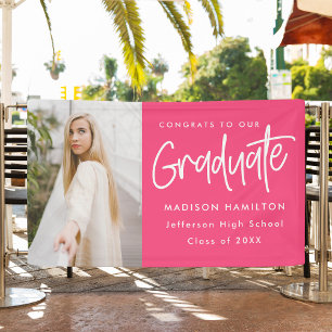 Lona Graduación de fotografías en rosado intenso con gu