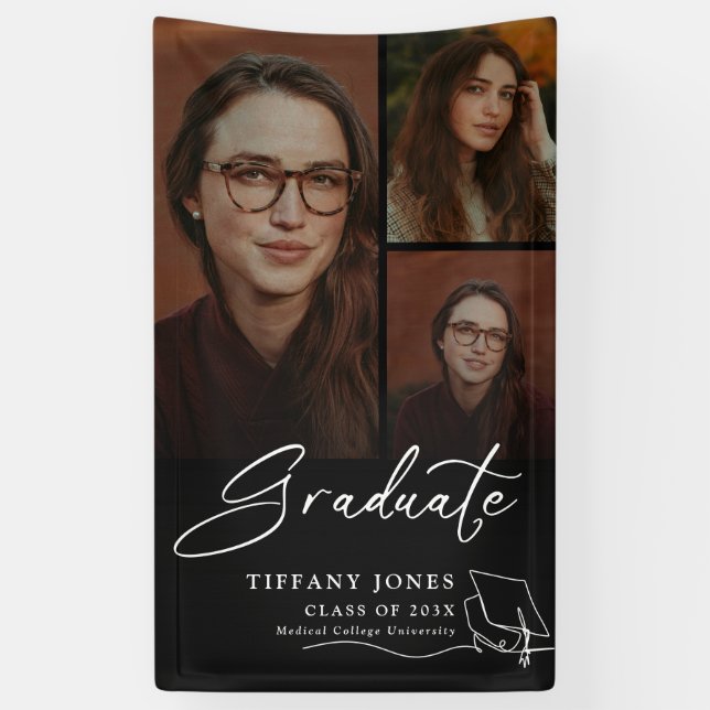 Lona Graduación de fotos de graduados modernos (Vertical)