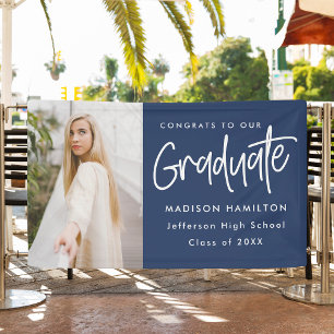 Lona Graduación de fotos de la Marina de Guión Preppy