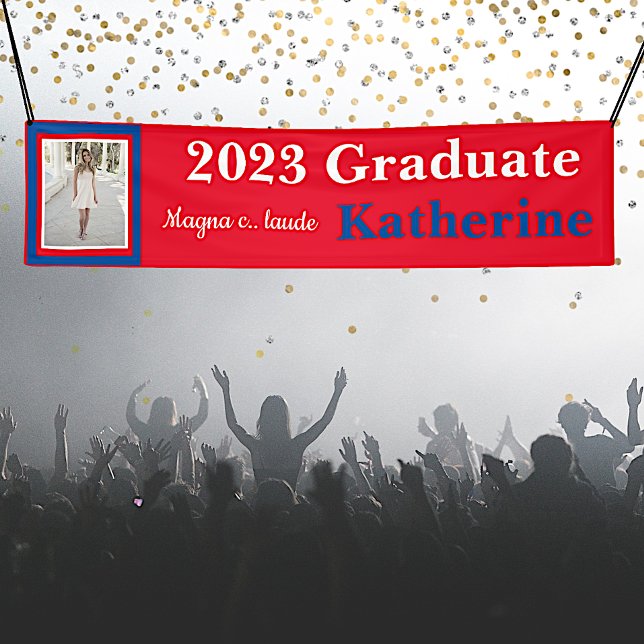 Lona Graduación de fotos de Personalizados rojos y blan (Subido por el creador)