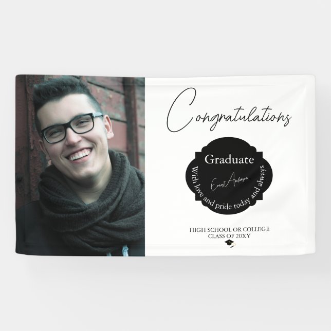 Lona Graduación de fotos en blanco y negro (Horizontal)
