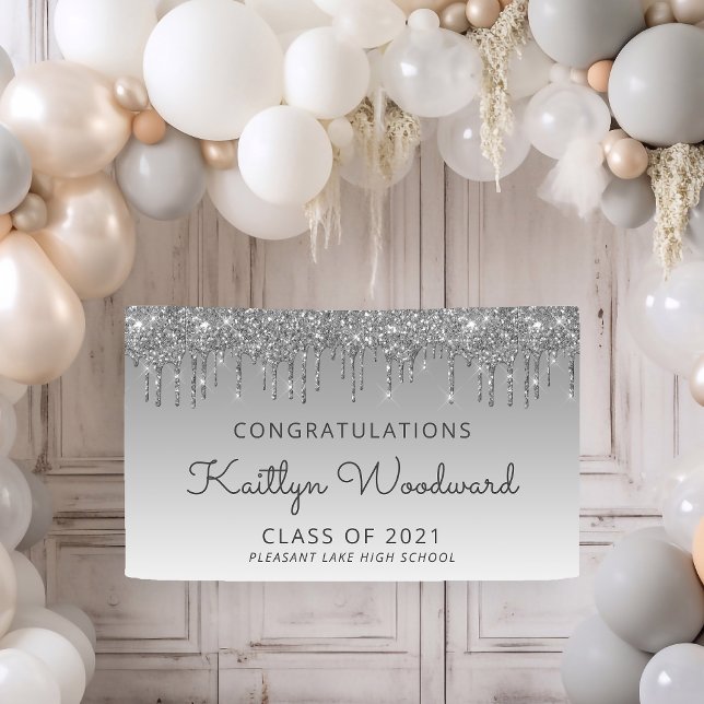 Lona Graduación de goteo de Purpurina Plata de moda (Subido por el creador)