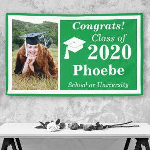 Lona Graduación de Green White Photo Class de 2020