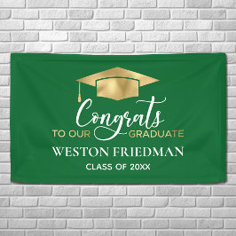 Lona Graduación de oro verde simple y moderna