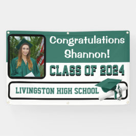 Lona Graduación de Vinilo Verde y Blanco Cazador