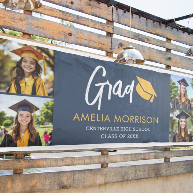 Lona Graduación del Collage de fotos azul de la Marina (Subido por el creador)