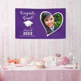Lona Graduación en blanco púrpura de foto de grado 2025