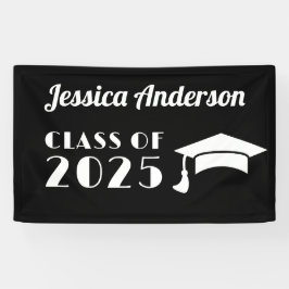 Lona Graduación en blanco y negro personalizada