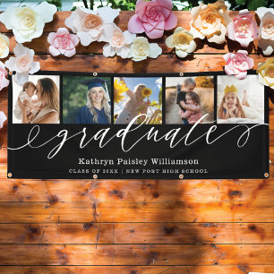 Lona Graduación en negro de script de grado 5 Collages