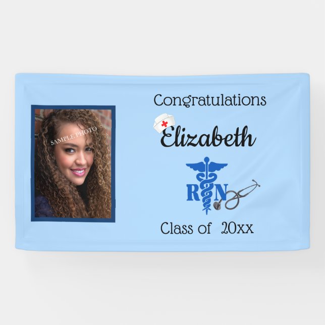 Lona Graduación, Enfermera Registrada, Enfermera, Gorra (Horizontal)