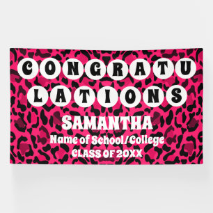Lona Graduación extra grande de leopardo rosa 2024