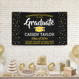 Lona Graduación Felicitaciones Confetti Oro Negro Amari