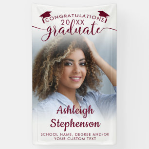 Lona Graduación Foto Maroon Congrats Grad Script